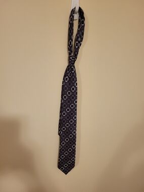 Vintage Men's Giorgio Brutini Collezione Purple Geometric Pattern Silk Neck Tie